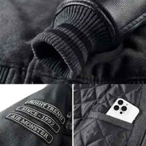 Chaqueta universitaria de béisbol con bordado de grafiti de chenilla de lana personalizada al por mayor de alta calidad para hombre - Product Image 3