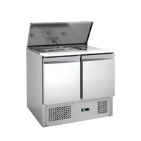 Réfrigérateur-congélateur de comptoir à double porte pour salades, pizzas, méga-bar, sandwichs, table de préparation