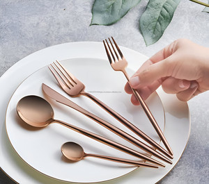 Couverts or rose en acier inoxydable de qualité supérieure Élégance classique pour les occasions spéciales-Lot de 5 ustensiles de table formels - Product Image 3