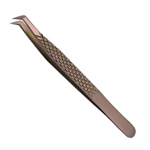 Pinzas de extensión de pestañas de oro rosa de acero inoxidable de alta calidad, pinzas de precisión para pestañas, punta de fibra puntiaguda para aplicación de pestañas - Product Image 5