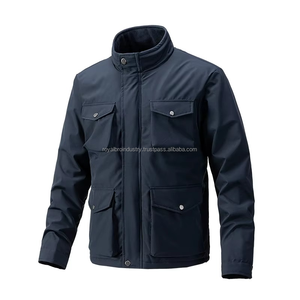 Otoño Invierno impermeable a prueba de viento 100% poliéster chaqueta Bomber para hombre con cuello levantado estilo Casual de talla grande disponible - Product Image 3