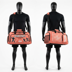 Sac de football américain pour hommes, polyester 600D, 300 GSM, durable, design à panneaux orange et noir, impression par sublimation personnalisée, sac de sport - Product Image 1