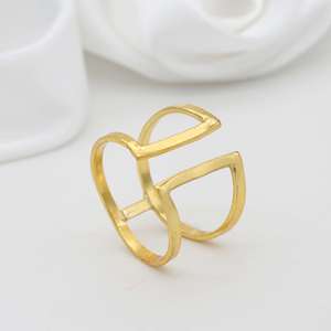 Minimalist Wire Geometric Brass <b>Ring</b> 18k Gold Plated Open <b>Adjustable</b> Wholesale <b>Ring</b> for women - Product Image 4