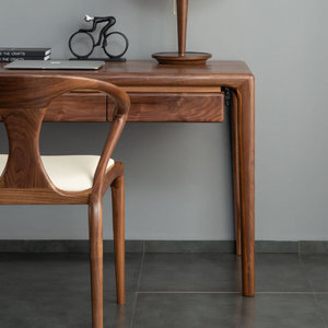 Warm Brown Solid Wood Rectangle Writing <b>Desk</b> Spacious Natural-Grain Work Surface Stable Computer <b>Desk</b> with 1-Year Warranty - Product Image 3