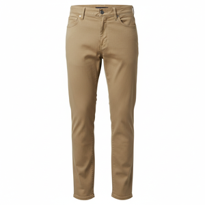 Pantalones informales rectos ajustados ligeros para hombre, pantalones planos teñidos lisos de cintura media a la moda de primavera y verano - Product Image 1