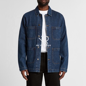 Men's Retro Blue Denim <b>Chore</b> <b>Jacket</b> Distressed Workwear Outerwear Button-Front Traditional Cowboy Style Coat Industrial <b>Jacket</b> - Product Image 3