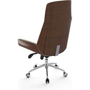 Sedia da Ufficio Danese Nera con Schienale Alto, Poggiatesta Regolabile Cromato, Pieghevole, Ergonomica, Stile Scandinavo per Casa e Ufficio, Realizzata in Legno e Schiuma PU - Product Image 1