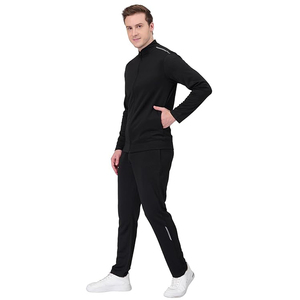 Survêtement pour homme XXL décontracté 100% polyester veste à fermeture éclair pantalon solide cordon de serrage respirant poids lourd hiver coupe-vent ensembles - Product Image 2