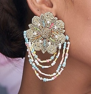 Boucles d'oreilles en perles bleues Mantra, boucles d'oreilles multi-perles personnalisées, bijoux de fête pour femmes au meilleur prix, boucles d'oreilles en perles - Product Image 5