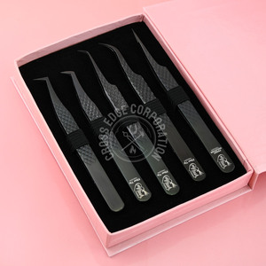 Pinzas de extensión de pestañas con punta de fibra personalizada Pinzas clásicas 45 75 90 grados Pinzas de agarre nano Agarre de diamante Ligero - Product Image 1