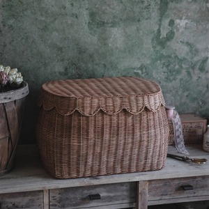 Panier de rangement festonné avec couvercle, fait main en rotin naturel, écologique, moderne, multifonction, Artex Green Earth, fabriqué à Hanoï - Product Image 2