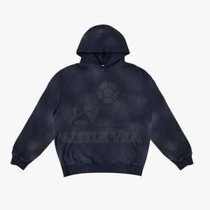 เสื้อมีฮู้ดผ้าฟลีซผ้าฝ้ายย้อมสีล้วนสำหรับผู้ชายเสื้อฮู้ดสำหรับฤดูหนาวแบบสตรีทแฟชั่นแบบกำหนดเอง100% ไล่แสงแดด - Product Image 1