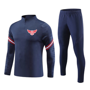 Chándal de Entrenamiento de Fútbol Personalizado con Logotipo, de Alta Calidad, con Media Cremallera, a Rayas, Transpirable, para Fitness y Running - Product Image 2