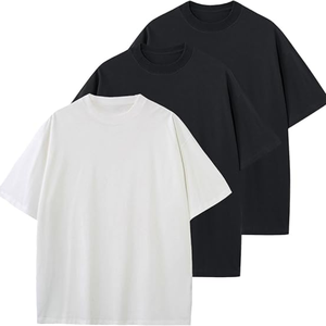 T-shirt Homme Personnalisable Uni 100% Coton Haute Qualité Coupe Oversize Épais Respirant Anti-boulochage Manches Courtes Style Hip Hop - Product Image 4