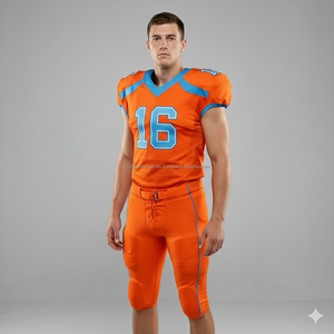 Uniformes de football américain en gros, design personnalisé, 100% polyester, spandex, sublimation, broderie en twill, short respirant - Product Image 1