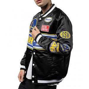 Vestes en satin brodées sur mesure en gros, vestes universitaires sur mesure grande taille, vestes en satin de baseball - Product Image 4