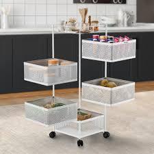 Hot Selling <b>Trolley</b> Design <b>Storage</b> Holder for kitchenware Easy to Move for Glass Spice Rack Metal White Powder Coat at Wholesale - Product Image 6