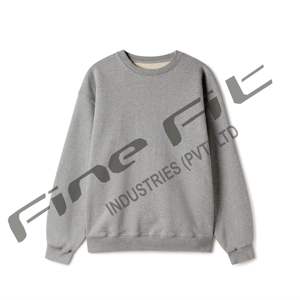 Oversized Basics Cotton Blended Sherpa <b>Lined</b> Crewneck Sweatshirt Winter <b>Fleece</b> Pullover <b>Jumper</b> Casual Long Sleeve Plain Dyed - Product Image 1