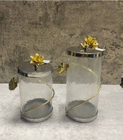 NUEVA COLECCIÓN DE LUJO DECORATIVO CRISTAL MARTILLADO DISEÑO DE HOJA DE ORO JUEGO DE BOTELLAS DE FANTÓN CUBIERTA CHOCOLATE CARAMELO GALLETAS TARRO DE ALMACENAMIENTO