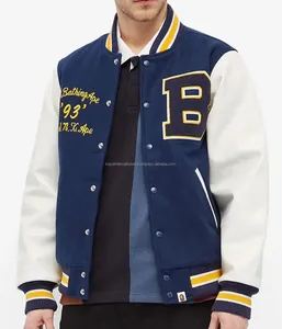 Veste bomber de baseball pour homme de haute qualité, logo personnalisé, broderie B, col montant, devant, NOUVEAU, fabrication en usine, vente en gros - Product Image 1