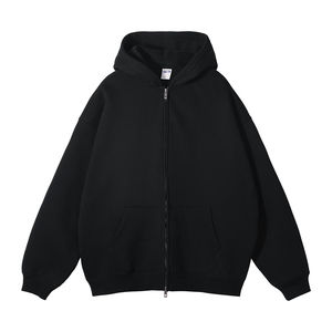 Sweat à capuche avec logo personnalisé pour hommes Haute qualité 100% coton Vêtements d'hiver décontractés sans cordon de serrage Sweat à capuche avec fermeture éclair complète pour hommes - Product Image 6