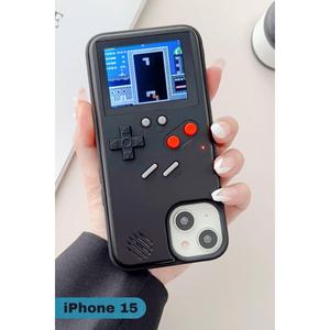 Custodia iPhone 15 gioco Arcade nostalgico Tetris Game Boy custodia per Console di gioco