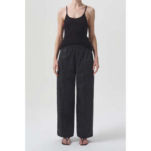 Pantaloni Sportivi Agolde Dakota in Popeline di Cotone, Neri, Vita Media, Gamba Larga, Tessuto Oxford Traspirante, Stile Casual per la Primavera, Taglia M - Product Image 1