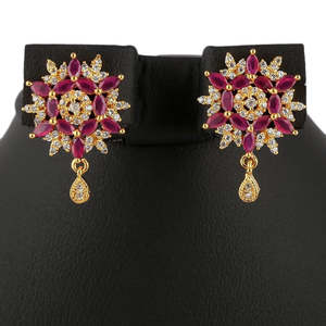Kundan Jewellery <b>Locket</b> Set - Red & Golden - Product Image 3