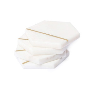 Dessous de verre en marbre blanc pour thé, café, cocktail, pour boissons, table chaude et froide, décoratif - Product Image 6