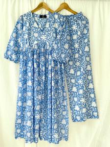 High End Quality Blue Jhaal Kurta Co-ord Set Indian Fashion Styling High End Quality <b>Kurti</b> and Pants From Indian Manufacturer - Product Image 2