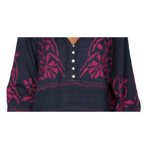 Free People Top da Donna Persuasion Blu Navy in Cotone Traspirante con Ricami Boho, Taglie dalla S alla XL, per Ufficio, in Raso, Seta e Chiffon - Product Image 3