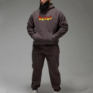 Conjunto de Sudadera con Capucha y Pantalones Deportivos Acampanados con Lavado Ácido Personalizados al por Mayor, Chándal Desgastado, Conjuntos de Sudadera con Capucha y Pantalones Deportivos para Hombre - Product Image 3