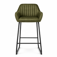 Tabouret de bar industriel personnalisé en velours/cuir PU ou cuir véritable, chaise de comptoir pliable avec base métallique durable, idéal pour la maison, le bar ou l'hôtel