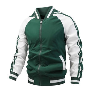 Chaqueta universitaria de bloque de color para hombre, ropa deportiva a rayas con cremallera, chaqueta Bomber informal para otoño e invierno, ropa para exteriores - Product Image 1