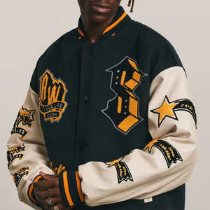 Chaqueta Universitaria de Moda Escolar de Alta Calidad / Chaqueta Universitaria Personalizada con Letras Bordadas, Estampado Personalizado, Estilo Béisbol, Talla Grande para Hombre - Product Image 6