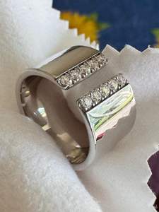 Bague ouverte personnalisée en moissanite, design cigare, large bande épaisse, argent 925 original plaqué rhodium, couleur D, coupe VVS, pour femme, mariage - Product Image 3