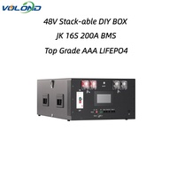Nouvelle conception DIY JK BMS 15kWh 51.2V Boîtier de batterie métallique empilable avec écran LCD pour systèmes solaires/électriques Lifepo4 16S