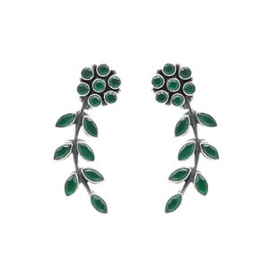 925ต่างหูเงินสเตอร์ลิงสีเขียวมรกตกระดุมของขวัญวันครบรอบแต่งงานที่เรียบง่ายสำหรับเพชรของเธอ - Product Image 3