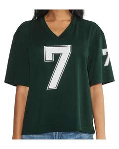 Meilleure vente femmes col en v surdimensionné maillot de football respirant imprimé maillot mode surdimensionné maillot confortable et élégant - Product Image 1