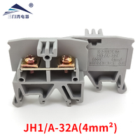 Bloc de bornes à vis industriel NJSMW JH1A-4, 11-20 AWG, contacts en laiton, 2 pôles, 17,5 A max, montage sur rail DIN