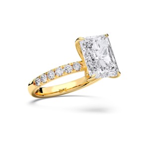 Venta al por mayor 5,50 Ct Radiant Cut & Cut Moissanite Diamond Solitaire Accent Anillo de compromiso Sólido 925 Plata y oro para ella - Product Image 5
