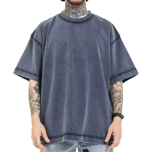 T-shirts pour hommes sur mesure, délavés à l'acide, surdimensionnés, manches courtes, style streetwear, 100% coton jersey, t-shirt homme 2026 - Product Image 4