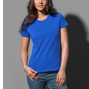 <b>Women's</b> Summer Cotton T-Shirts Short-Sleeved Round-Neck Solid Color Print <b>Tight</b>-Fitting Base Size Ladies From BD - Product Image 4