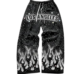 Wholesale Plus Size Straight Rhinestone <b>Baggy</b> Joggers <b>Mens</b> Pants Outdoor Use Rhinestone <b>Baggy</b> Joggers - Product Image 1