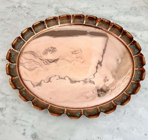 Bandeja para servir comida de cobre decorativa rectangular Bandeja redonda de cobre 100% usada para cena excelente - Product Image 6