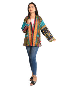 Manteau d'hiver chaud en coton veste matelassée à la main matelassée manteau court décontracté d'hiver pour femmes imprimé à la main veste à col en V avec ceinture - Product Image 1