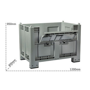 Carvel 1200x800x850mm caja palé de polipropileno con 4 pies y puerta, 600lt - Product Image 2