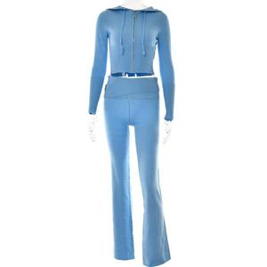 Beauté personnalisé 2024 printemps vêtements tricoté à capuche fermeture éclair salon porter deux pièces ensemble survêtement deux pièces survêtement tenue - Product Image 5
