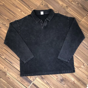 100% coton polaire poids lourd casual hommes à manches longues sweat Street Wear vêtements sérigraphie Vintage lavage à l'acide hommes - Product Image 2