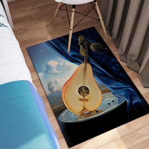 Tapis de sol guitare surréaliste, tapis d'art numérique en forme de poire, tapis de sol musical rêveur, tapis en chenille - Product Image 1